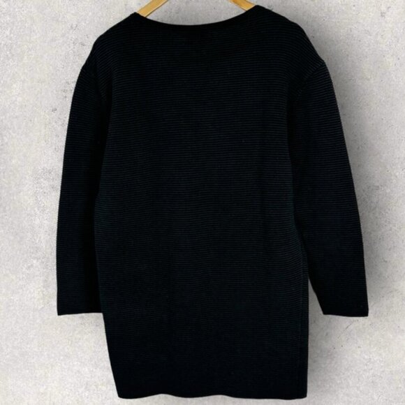 Aritzia Wilfred Cashmere Silk Black Ribbed Knit Sweater Dress Size Large Minimal - Picture 12 of 15